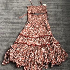 Free people maxi crop top set large brown